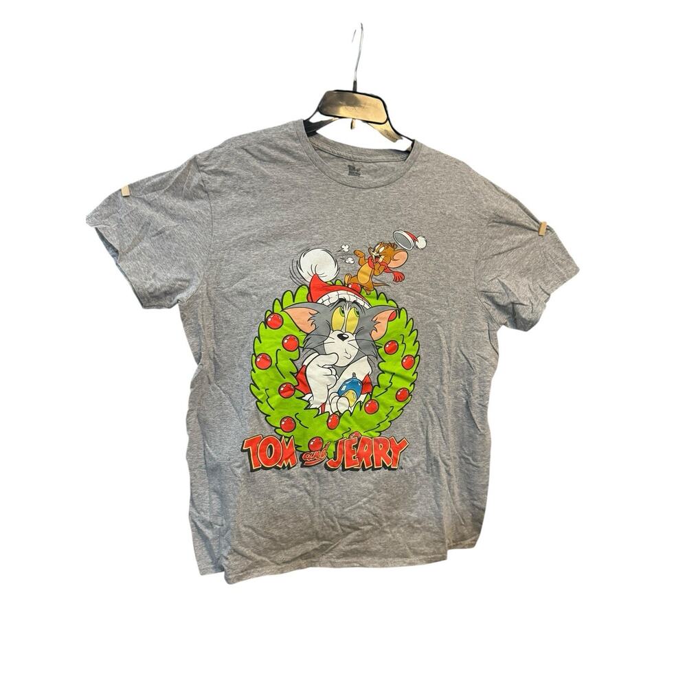 Tom And Jerry Christmas Cartoon Graphic T Shirt Large